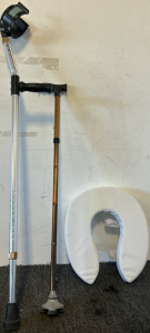 Medical Bundle Including; Two Types Of Canes And A Seat Cushion