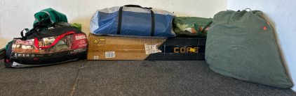Tents, Tents, And More- Including (2) Coleman Tents, (1) Core Instant Shower, And More