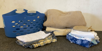 Blankets, Bedding, Rubbermaid Flex Basket, Doilies And More