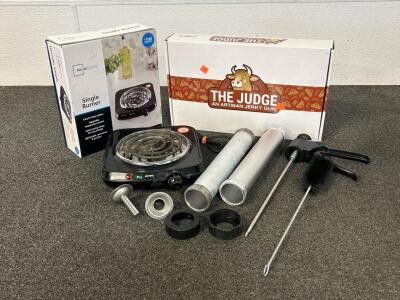 Mainstays Single Burner and The Judge Artisan Jerky Gun