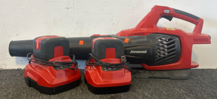 Ionsered Leaf Blower And Two Ionsered Chargers Plus Charing Ports