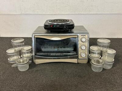 Black and Decker Convection Oven, Kerr Canning Jars, and Mainstays Single Burner