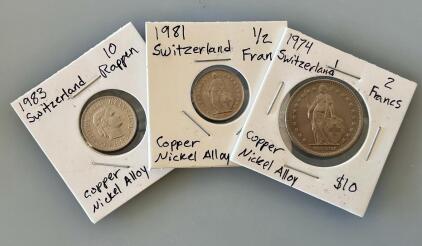 (3) Vintage Switzerland Coins: 1974/ 1981/ 1983