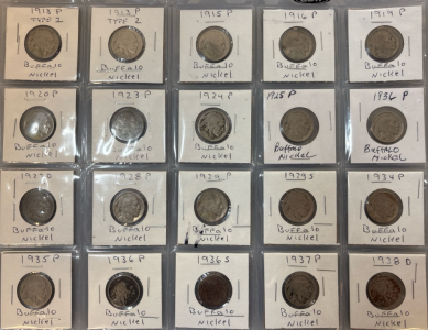 (20) Buffalo Nickels 1913-1938