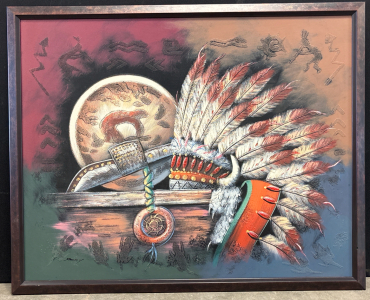 Warrior Spirit: Native American Headdress, Shield & Tomahawk Tribute Art
