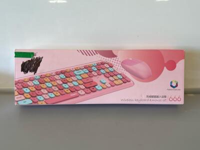 Fashion Multi-Color Wireless Mouse and Keyboard Set (Powers On)