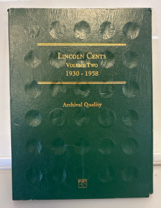 Littleton Coin Folder for Lincoln Cents, specifically Volume Two, covering the years 1930-1958