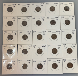 (25) Wheat Cent Pennies 1940-1958