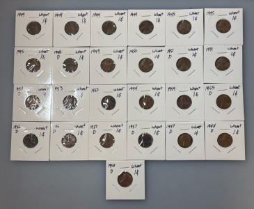 (25) Wheat Cent Pennies 1944-1958
