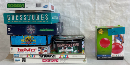 65CM Body Ball, Sorry, Guesstures, Twister, Monopoly and More!