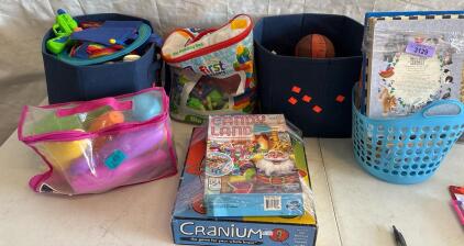 Assorted Childrens Books, Toys, and Board Games