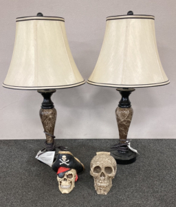 Pair Of Lamps & Skulls