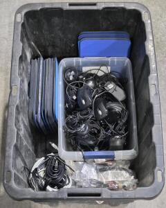 (Offsite) Large Storage Bin w/ Wired Mice, Bluetooth Mouse Pads, 1ft 16AWG 3-Prong Extenaion Cables, Assorted USB-A Extension Cables