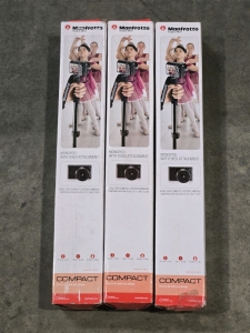 (Offsite) (3) Manfrotto MMCOMPACT-BK Extendable Travel Camera Monopod / +$140 Combined Value!