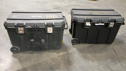 Off-site (2) Stanley Job Totes 50gal- Missing 1 wheel