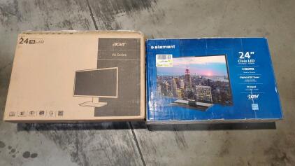 (1) 24" Acer V6 Series Computer Monitor (1) 24" Element Class LED Computer Monitor