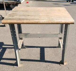 Wooden Top Table 63"x30"x34" Metal Legs