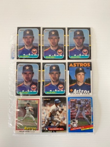Sleeve with (7) 1980s Nolan Ryan Cards and (2) 1990s Ken Griffey, Jr Cards