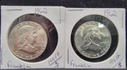 (2)Franklin Silver Half Dollars