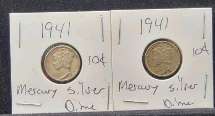 (2) Mercury Silver Dimes