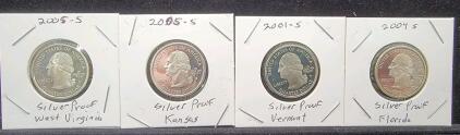 (4) Silver Proof State Quarters