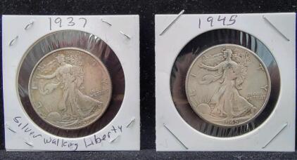 (2) Walking Liberty Silver Half Dollars