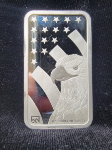 (1)One Ounce American Flag Pure Silver Bar