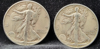 (2) Walking Liberty Silver Dollar 1943 & 1946