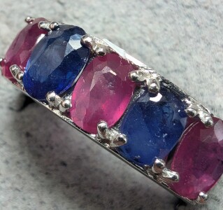 Silver Ruby & Sapphire 5Ct Ring