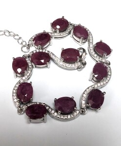 Silver 15.5Ct Ruby 735" Bracelet