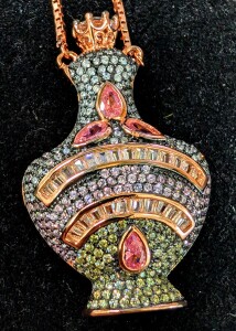 Silver Perfume Bottle w/ Adjustable Chain Necklace