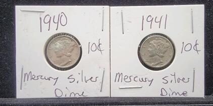 (2) Mercury Silver Dimes
