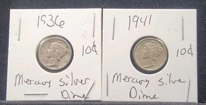 (2) Mercury Silver Dimes