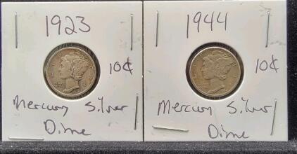 (2) Mercury Silver Dimes