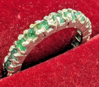 Silver Genuine Emerald Full Eternity Ring