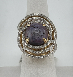 Star Ruby & White Sapphire Ring, 17.18ct Ruby, 18K Gold, RN012263