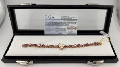 Ruby and Pearl Bracelet, 925 Sterling Silver, 2.29ct Rubies, Serial K99-E7/B32625-10