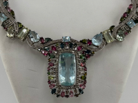 Sterling Silver Necklace with Aquamarine, Tourmaline & Diamond, 925 Silver, 75.8ct Aquamarine - 2