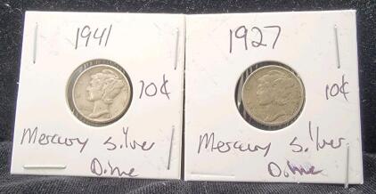 (2) Mercury Dimes, Silver