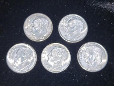 (5) Silver Dimes, 1955, 1959, 1964
