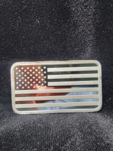 One Ounce American Flag Pure Silver Bar
