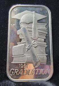 1991 Graduation One Ounce Pure Silver Bar