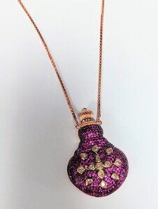 Silver 21.76G Prfume Bottle W/ Adjustable Chain Necklace