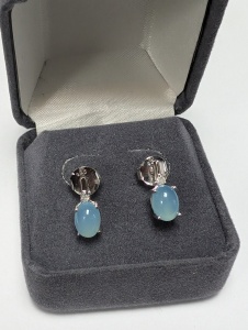 Silver Chalcendony W/ Natural Diamond 0.06C Ct