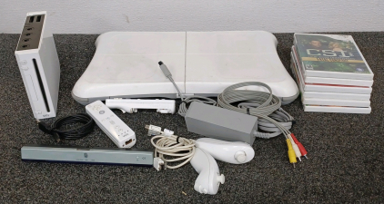 Nintendo Wii Console with Games and Fit Boards