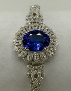 14K White Gold Tanzanite Zoisite & Diamond Bracelet, 5.57 CTW Tanzanite, 3.04 CTW Diamonds