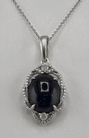 Oscar Friedman Pendant Necklace, Star Sapphire 8.22 ct, 925 Sterling Silver