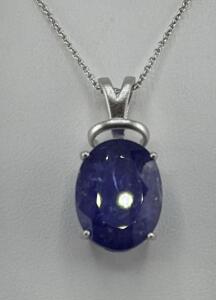 Tanzanite Zoisite Pendant Necklace, 13.05 ctw, 925 Sterling Silver