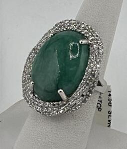Sterling Silver Emerald Ring with Sapphire Setting, Serial K29.6.548.1793.02
