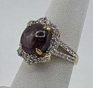 Natural Ruby Ring with Colorless Sapphire, 11.86 ctw, Sterling Silver